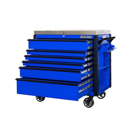 Extreme Tools Slide Top Tool Cart, 6 Drawer, Blue, 41 in W EX4106TCSBLBK